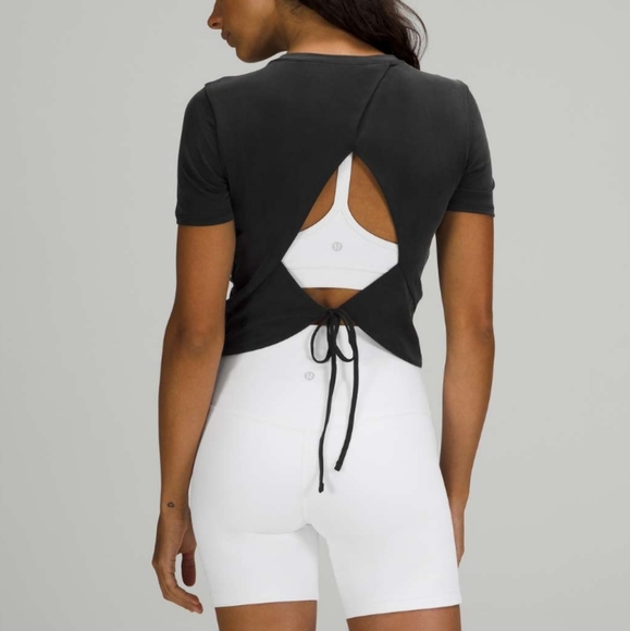 lululemon athletica Tops - Lululemon Open Tie-Back Short Sleeve Black